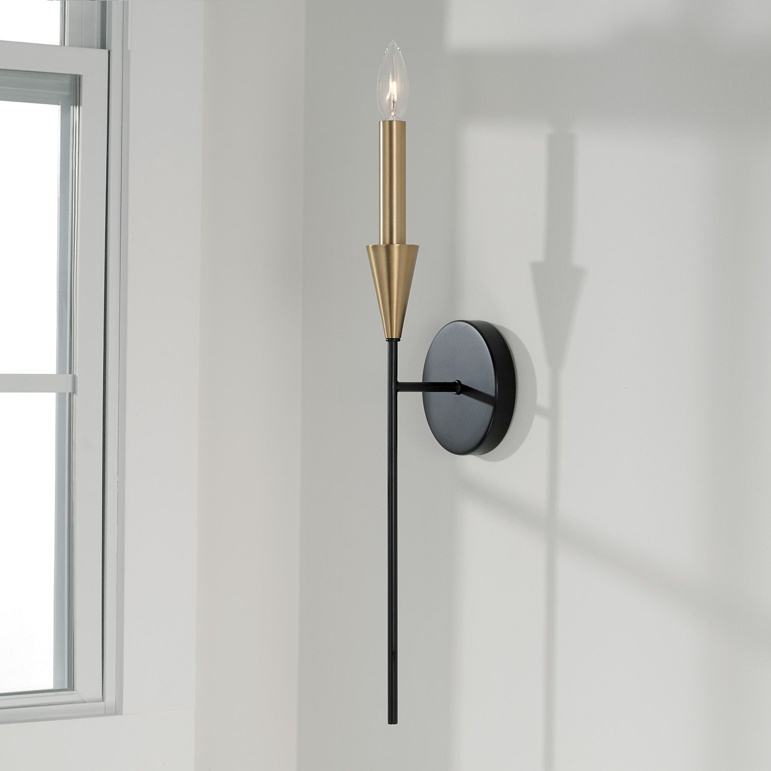 Image 5 Capital Lighting Avant 1 Light Sconce 5" Aged Brass and Black more views