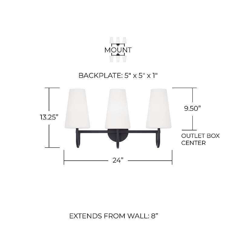 Image 7 Capital Lighting Averitt 3 Light Vanity 24" Matte Black more views