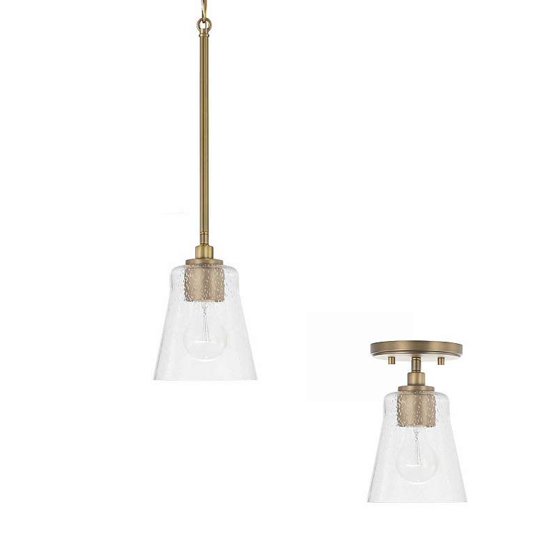 Image 4 Capital Lighting- Baker 1-Light Mini Dual Mount Pendant- Aged Brass more views