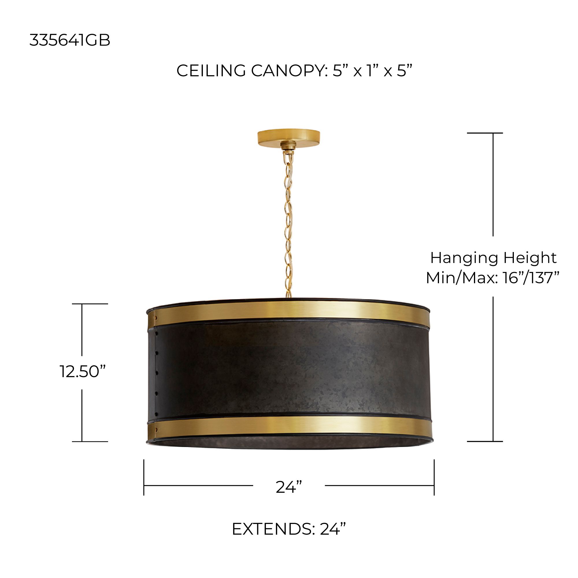 Image 3 Capital Lighting Barrow 4 Light Pendant 24" Galvanized Black and True Brass more views