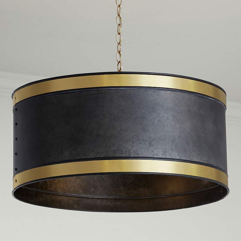 Image 1 Capital Lighting Barrow 4 Light Pendant Galvanized Black and True Brass