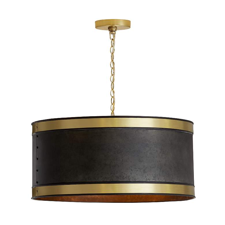 Image 4 Capital Lighting Barrow 4 Light Pendant Galvanized Black and True Brass more views
