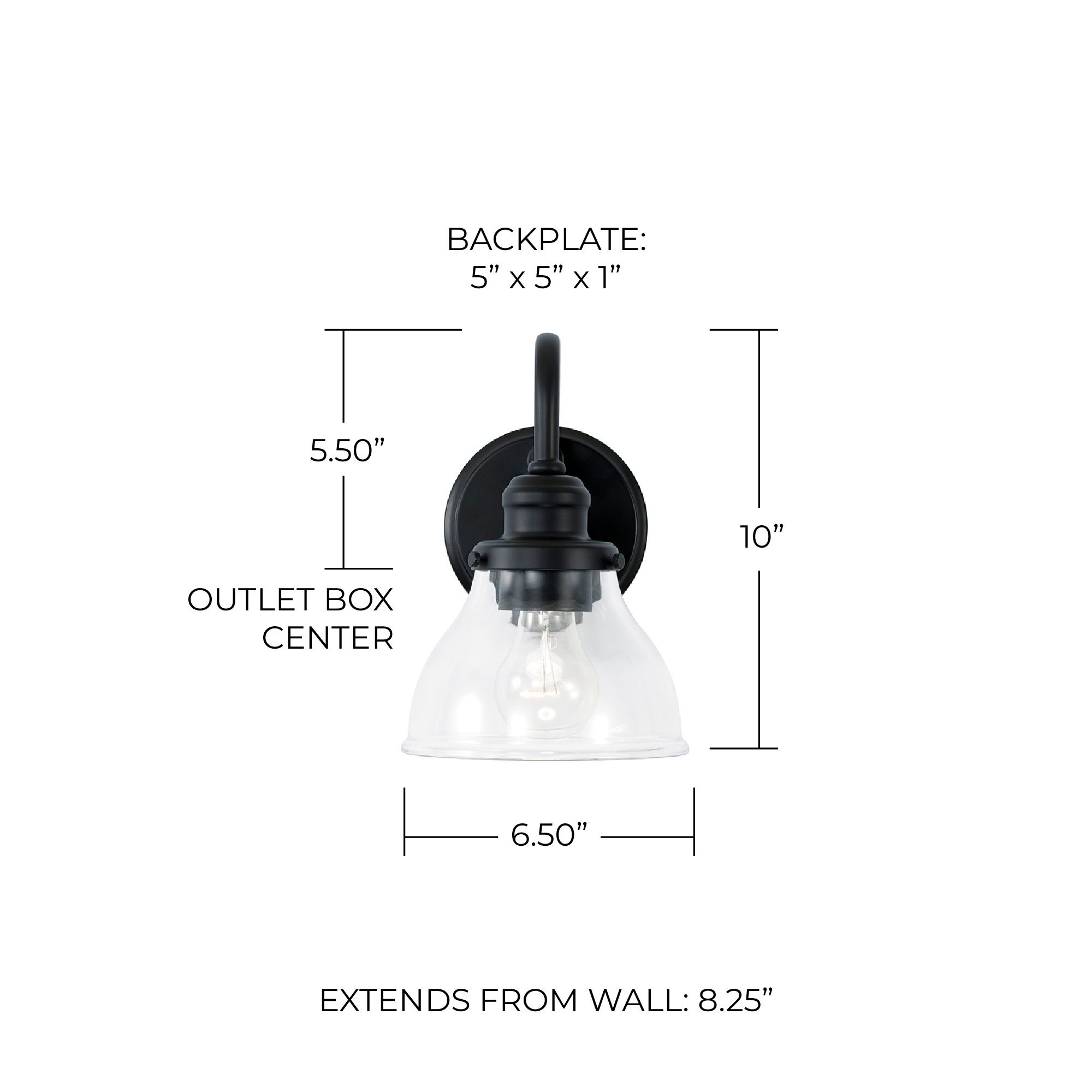 Capital Lighting Baxter 1 Light Sconce Matte Black