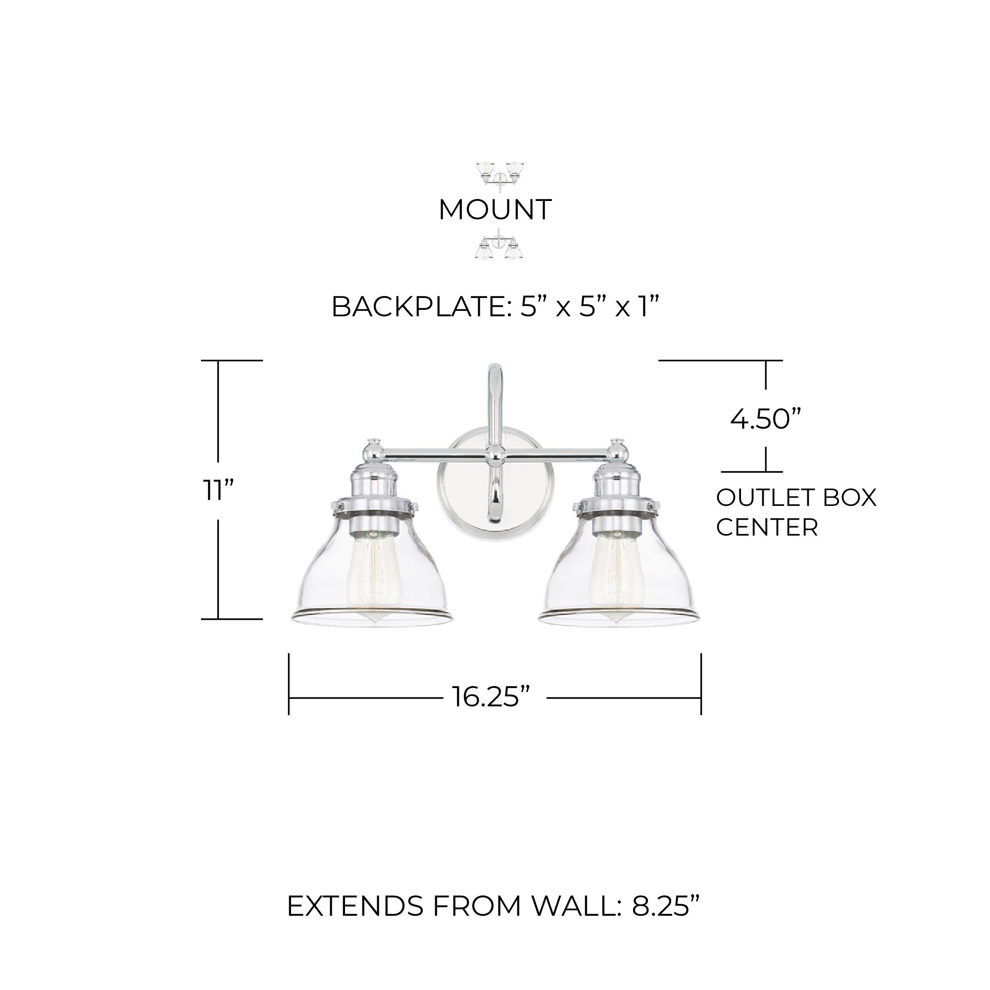 Image 2 Capital Lighting Baxter 2 Light Vanity 16.25" Chrome more views