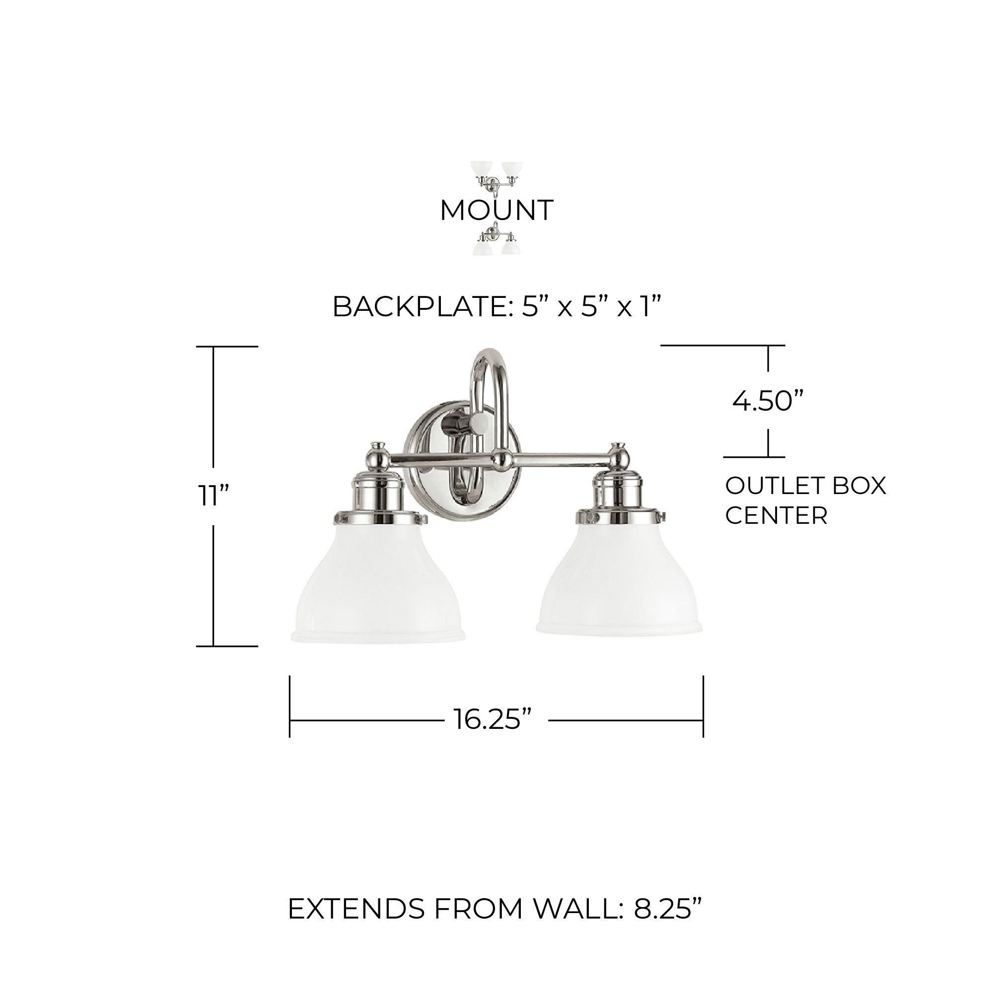 Image 2 Capital Lighting Baxter 2 Light Vanity 16.25" Polished Nickel more views