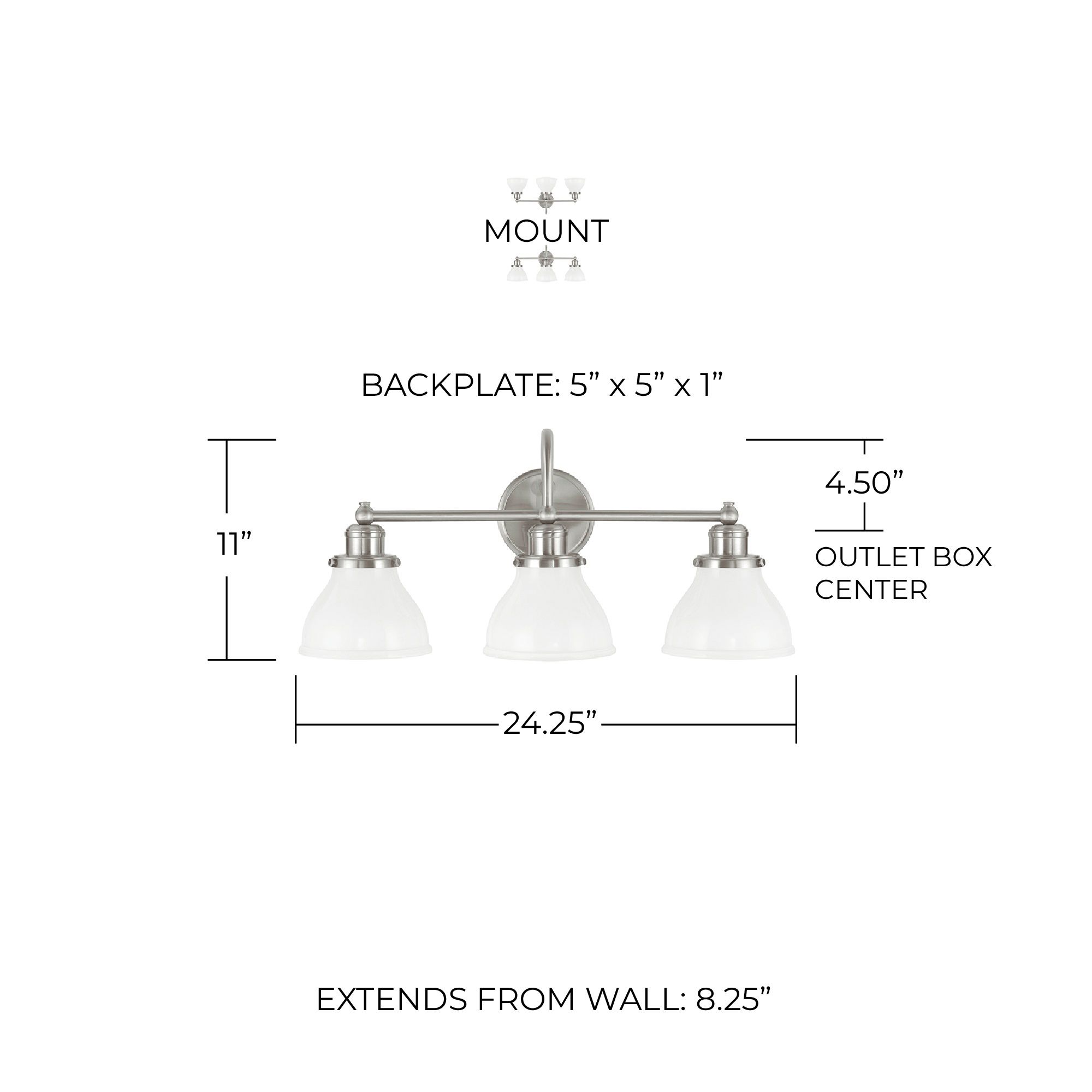 Image 2 Capital Lighting Baxter 24 1/4" Wide Brushed Nickel 3-Light Bath Light more views