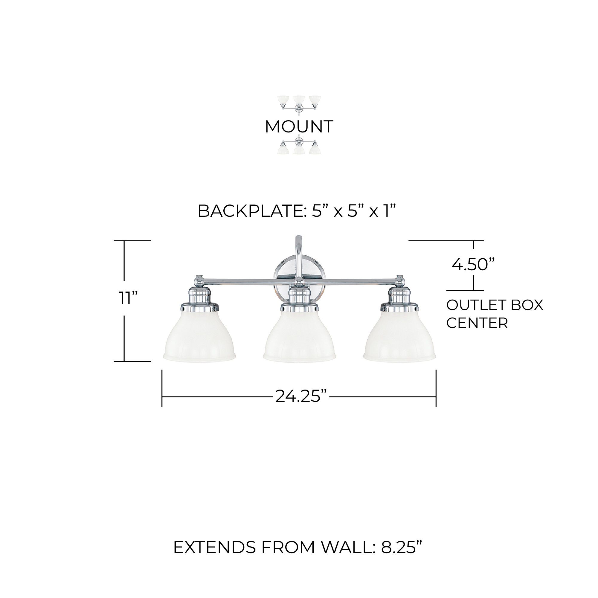 Image 2 Capital Lighting Baxter 3 Light Vanity 24.25" Chrome more views