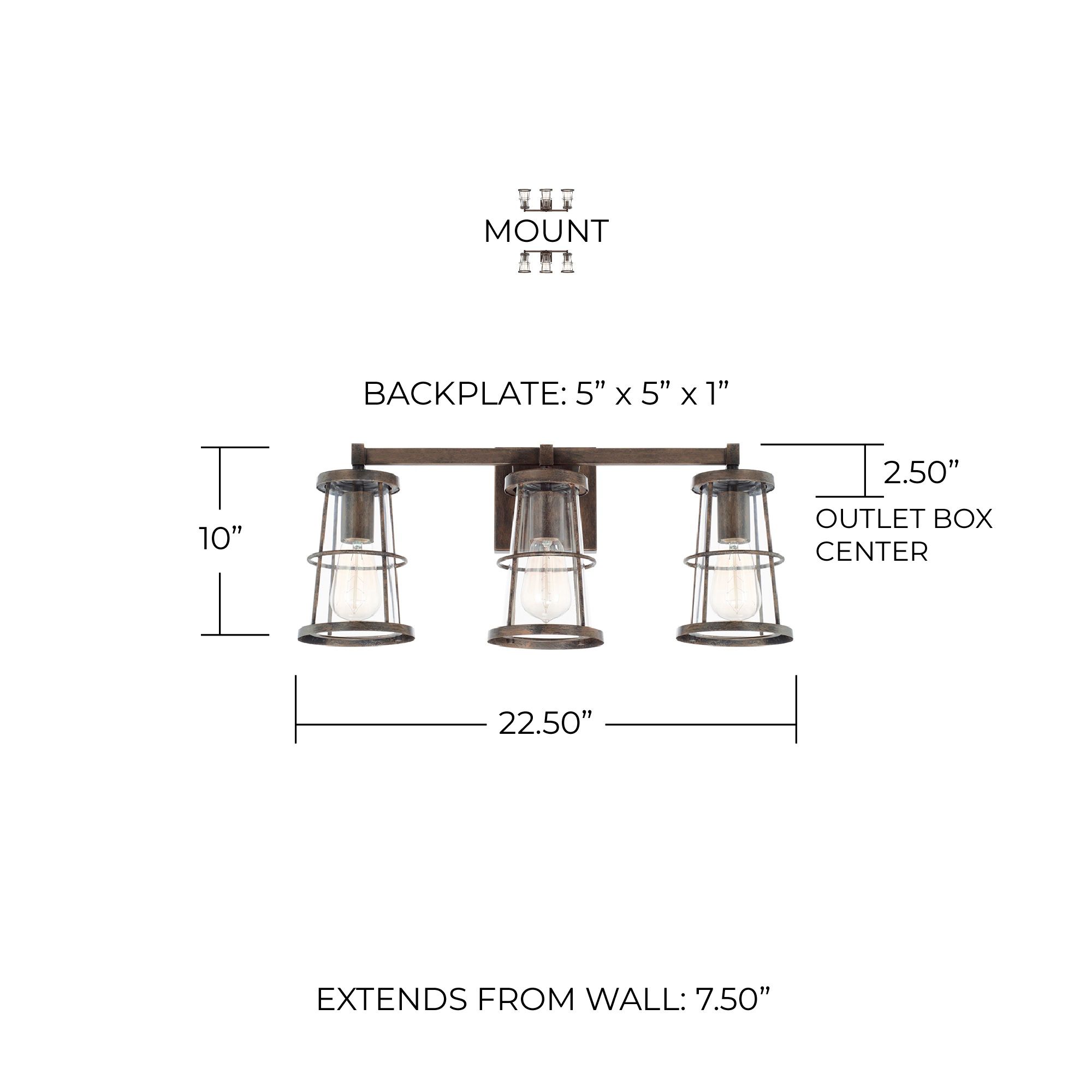 Image 2 Capital Lighting Beaufort 3 Light Vanity 22.5" Nordic Grey more views