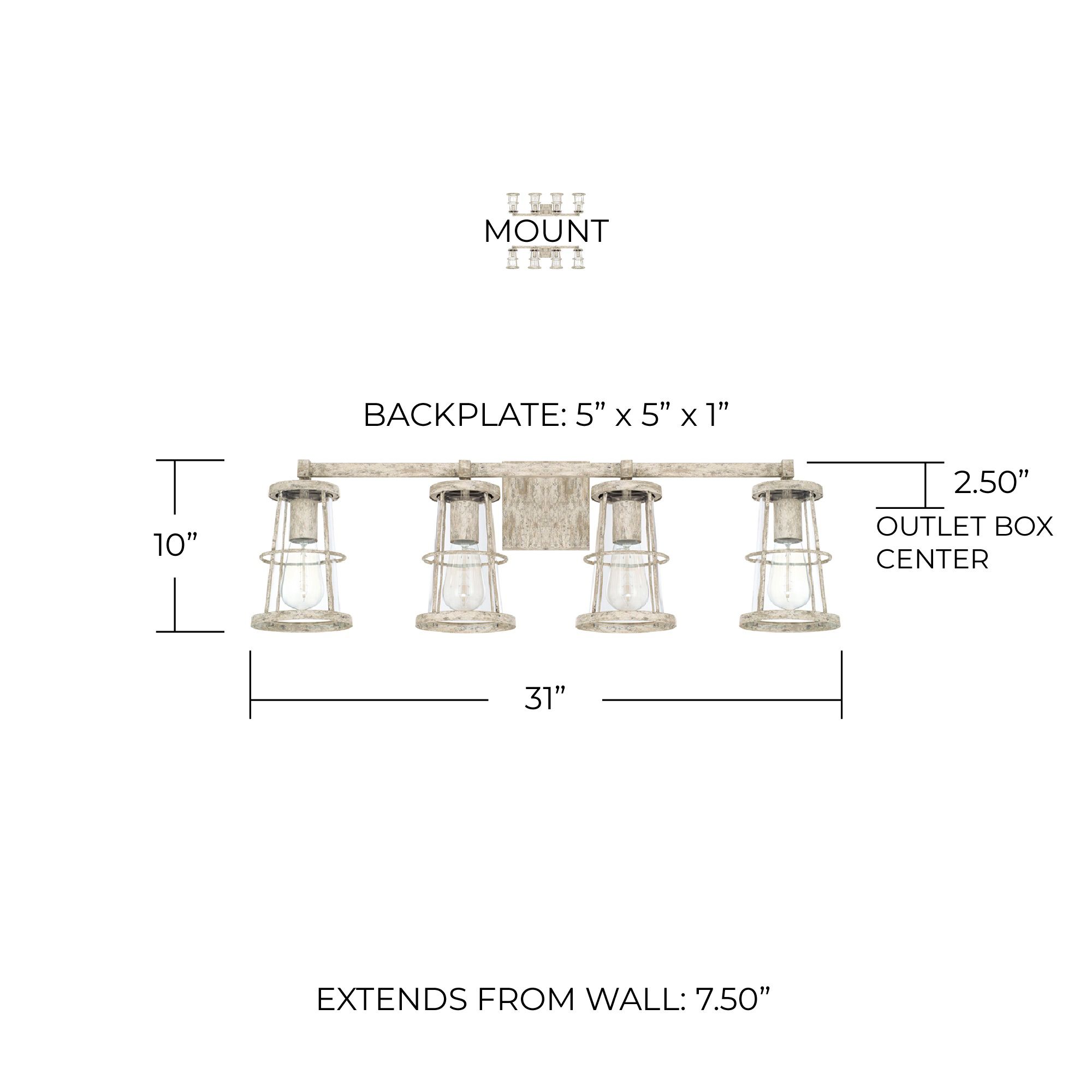 Image 2 Capital Lighting Beaufort 4 Light Vanity 31" Mystic Sand more views