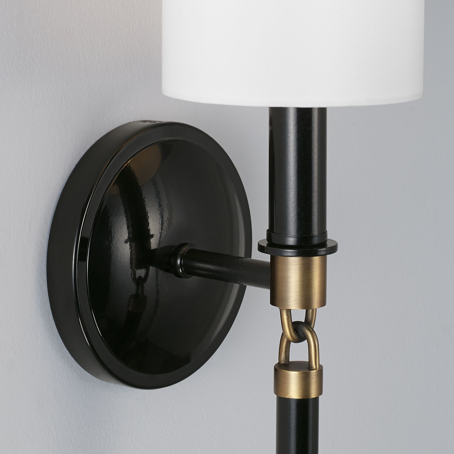 Image 4 Capital Lighting Beckham 1 Light Sconce 5" Glossy Black and Aged Brass more views