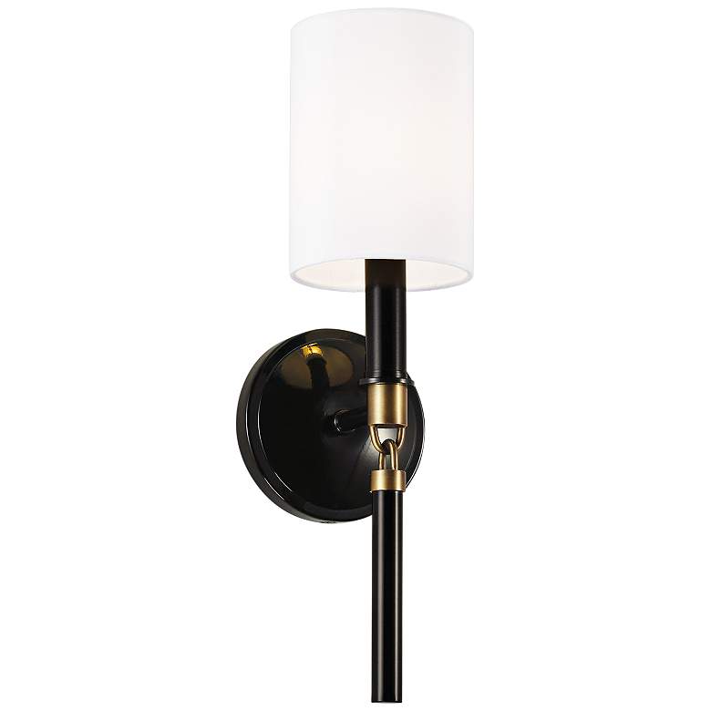 Image 1 Capital Lighting Beckham 1 Light Sconce Glossy Black and Aged Brass