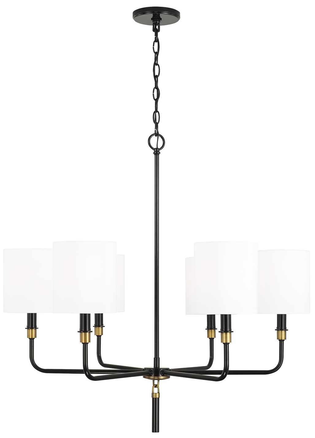 Image 2 Capital Lighting Beckham 6 Light Chandelier 32" Glossy Black and Aged Brass