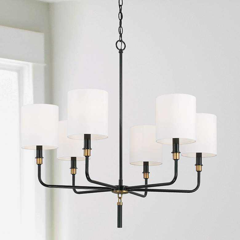 Image 1 Capital Lighting Beckham 6 Light Chandelier Glossy Black and Aged Brass