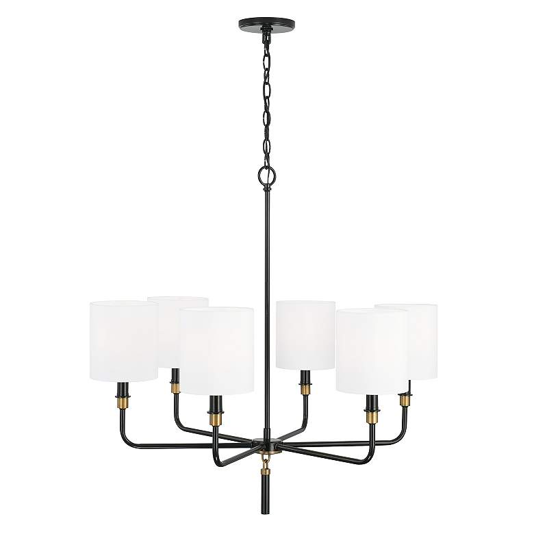 Image 4 Capital Lighting Beckham 6 Light Chandelier Glossy Black and Aged Brass more views