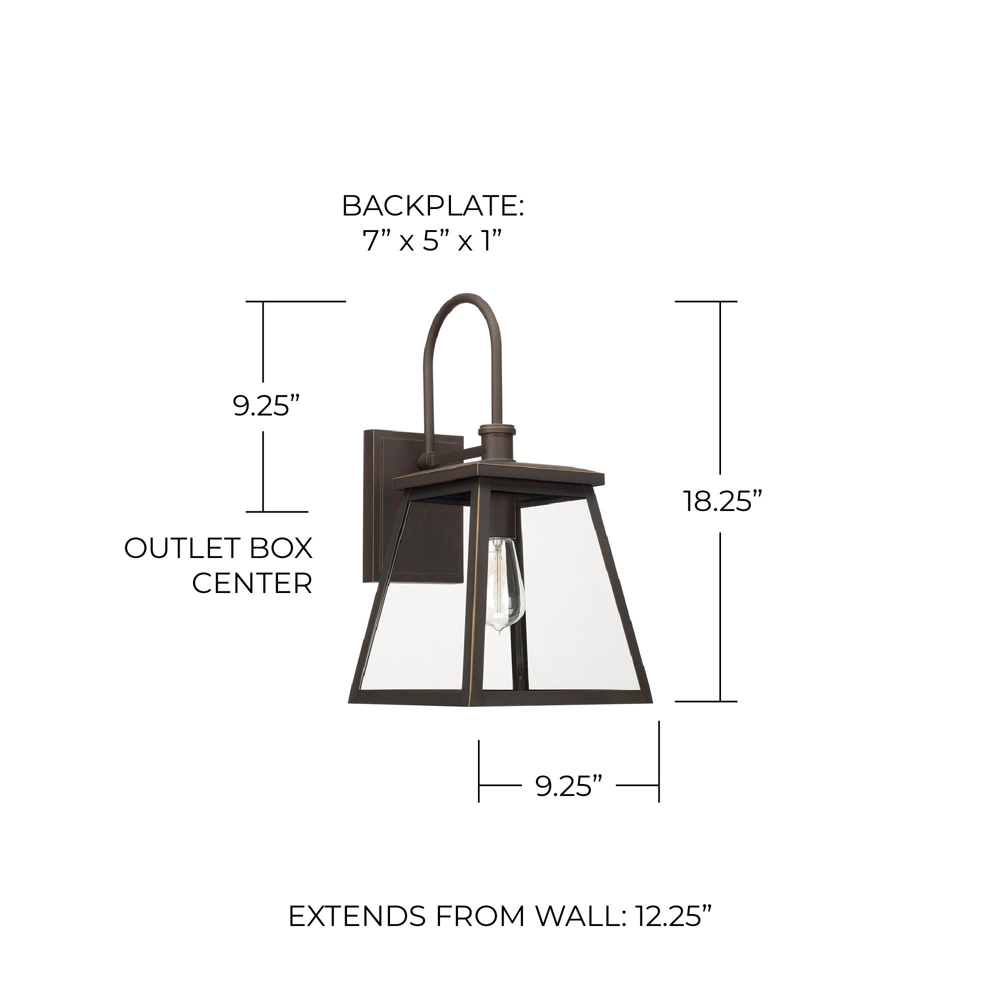 Image 2 Capital Lighting Belmore 1 Light Outdoor Wall-Lantern Oiled Bronze more views