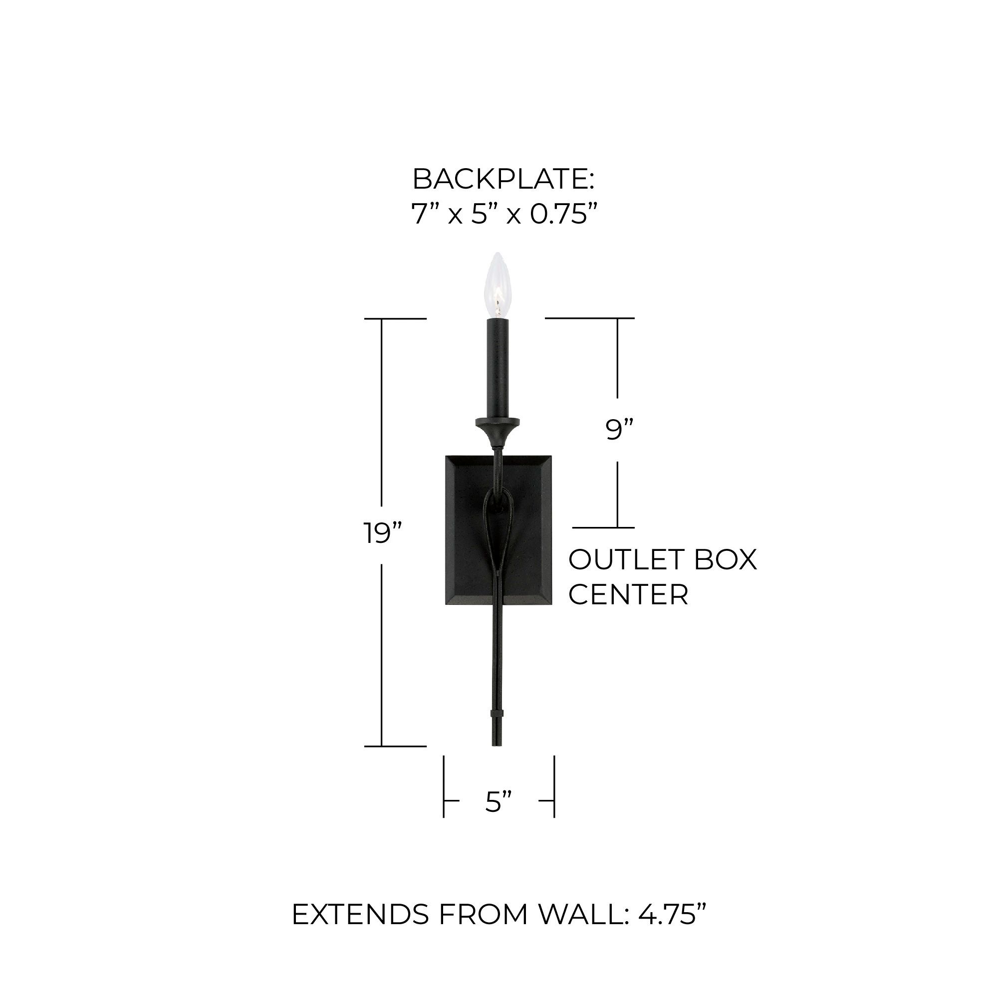 Image 5 Capital Lighting Bentley 1 Light Sconce Black Iron more views