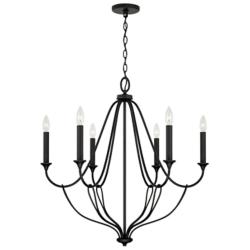 Capital Lighting Bentley 30" Black Iron 6-Light Candelabra Chandelier
