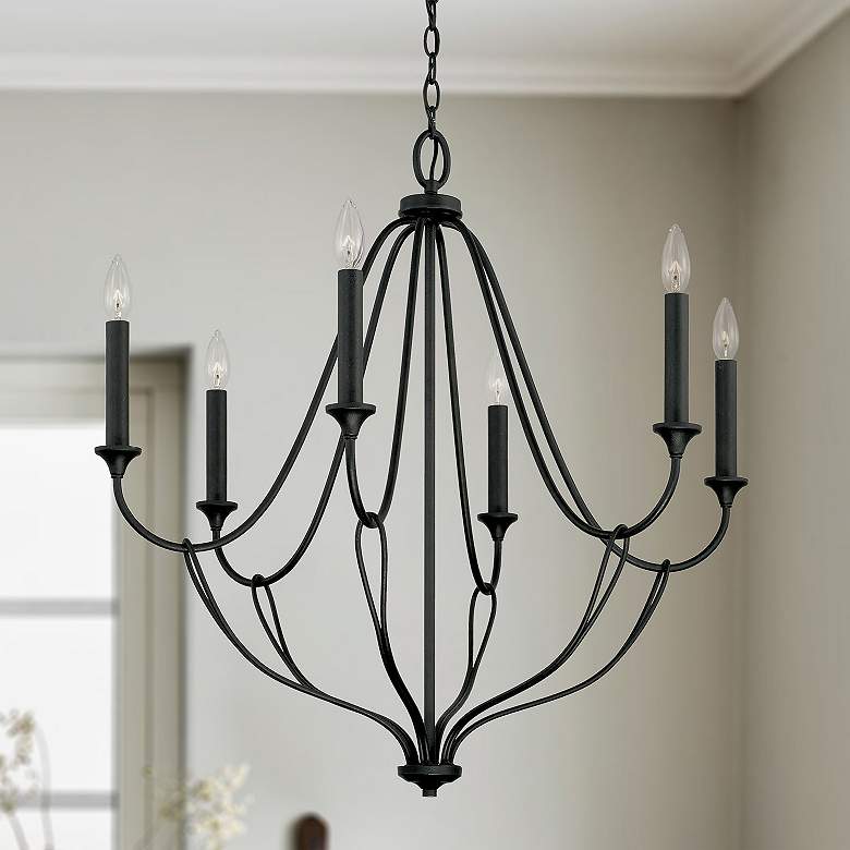 Image 1 Capital Lighting Bentley 30" Black Iron 6-Light Candelabra Chandelier