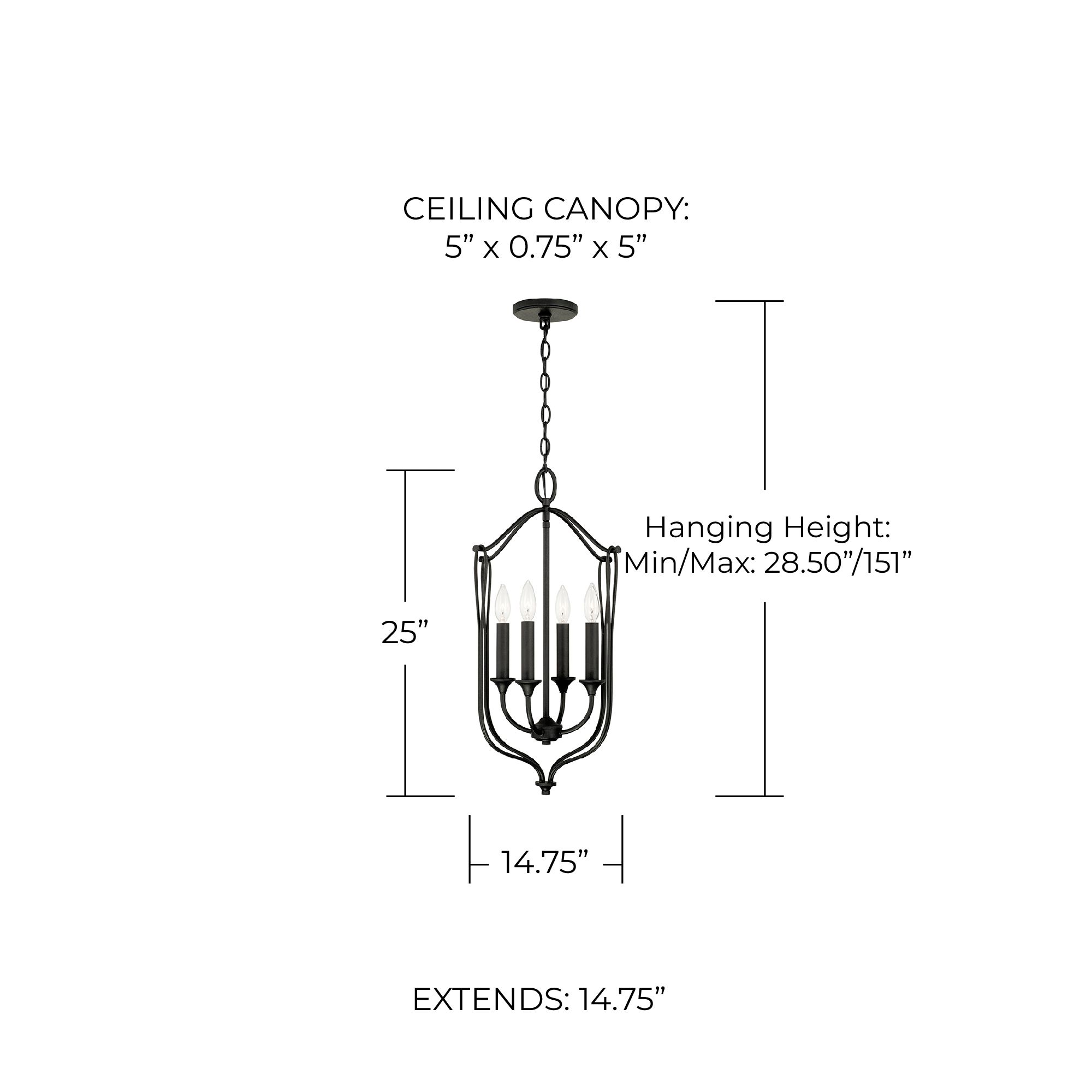 Image 5 Capital Lighting Bentley 4 Light Foyer 14.75" Black Iron more views