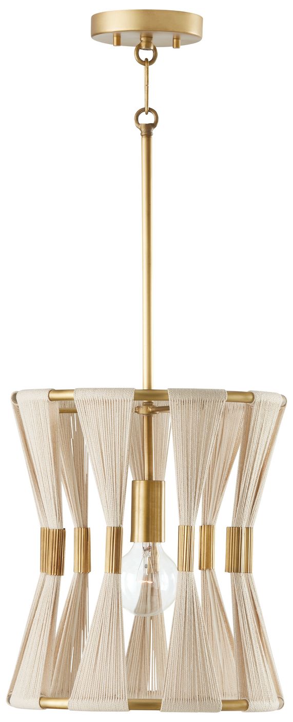 Image 2 Capital Lighting Bianca 1 Light Pendant 12.25" Bleached Natural and Brass