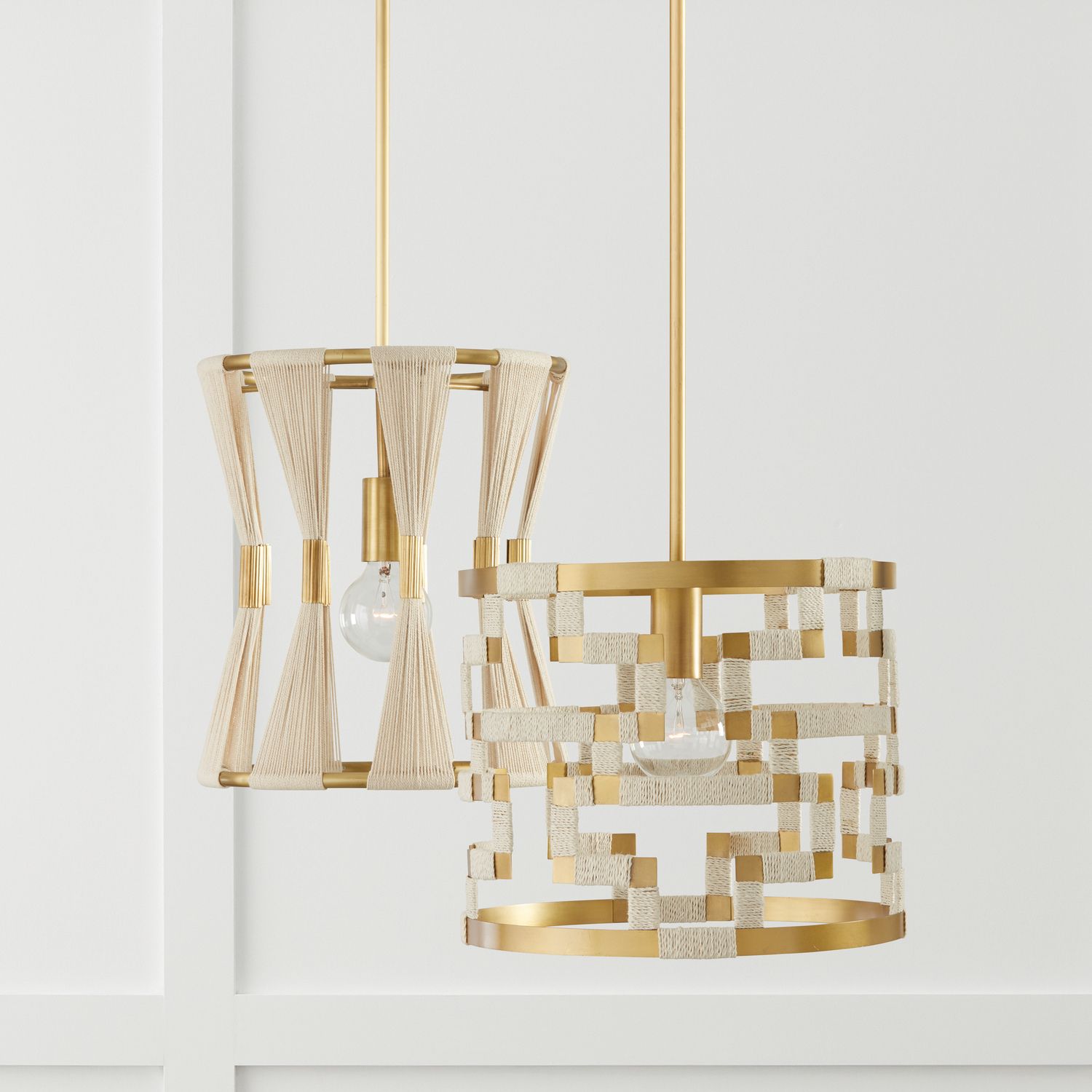 Image 7 Capital Lighting Bianca 1 Light Pendant 12.25" Bleached Natural and Brass more views