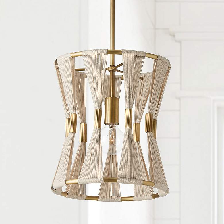 Image 1 Capital Lighting Bianca 1 Light Pendant Bleached Natural/Patinaed Brass