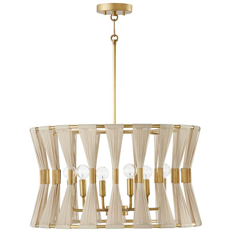 Image 2 Capital Lighting Bianca 24 1/2" Modern 6-Light Rope and Brass Pendant