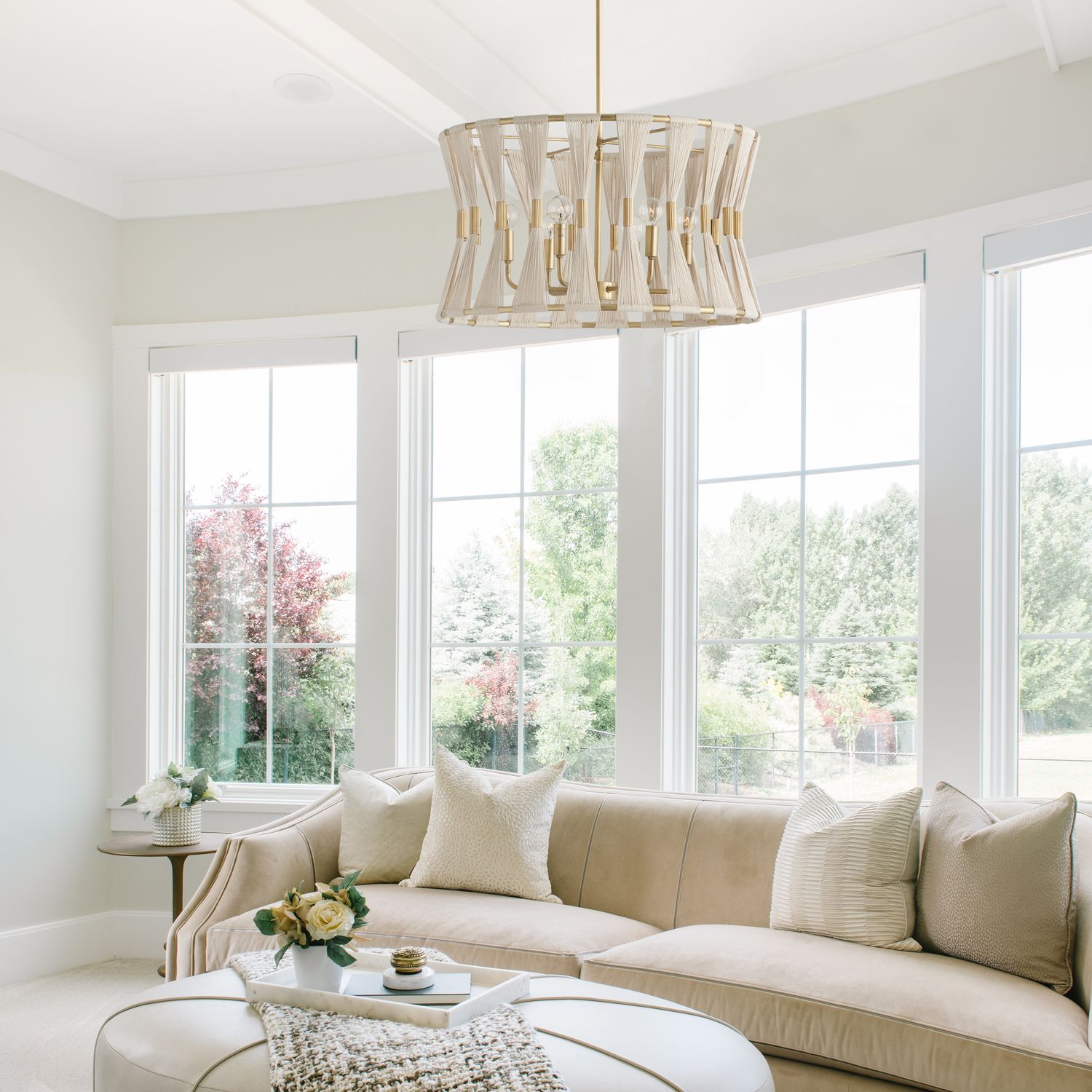 Capital Lighting Bianca 24 1/2" Modern 6-Light Rope and Brass Pendant