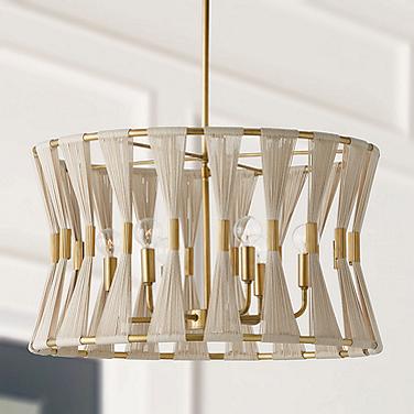 Capital Lighting Bianca 24 1/2" Modern 6-Light Rope and Brass Pendant