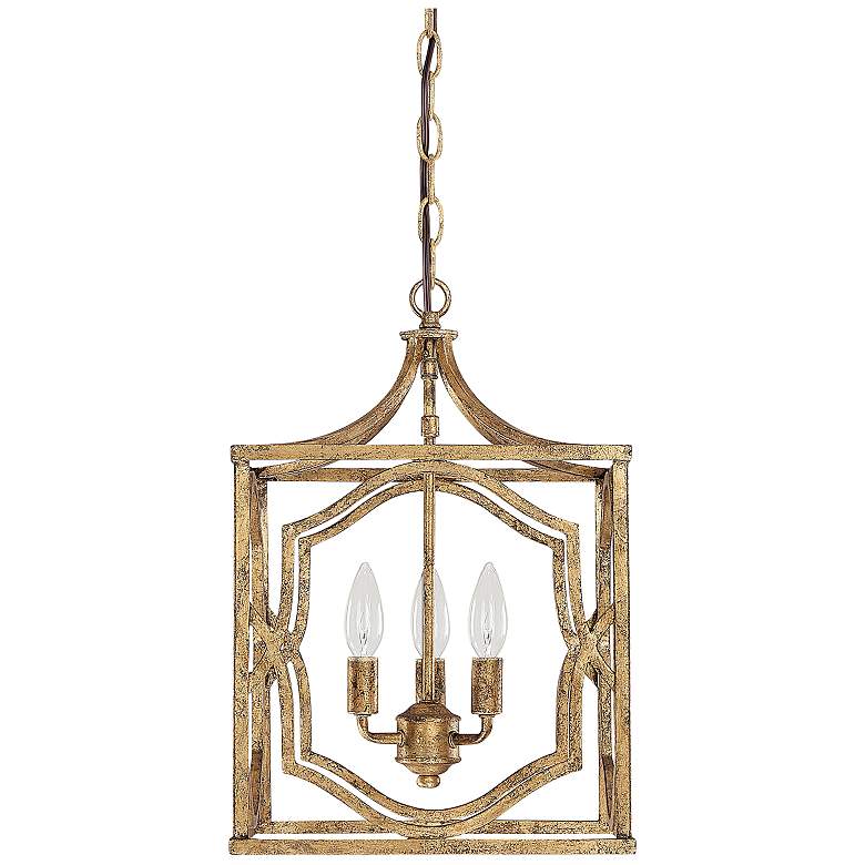 Image 1 Capital Lighting Blakely 12 1/4 inch Gold Square Lantern Foyer Chandelier