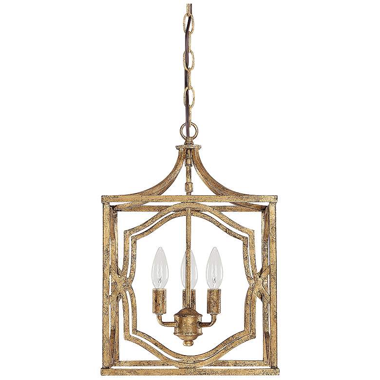 Image 1 Capital Lighting Blakely 12 1/4" Gold Square Lantern Foyer Chandelier