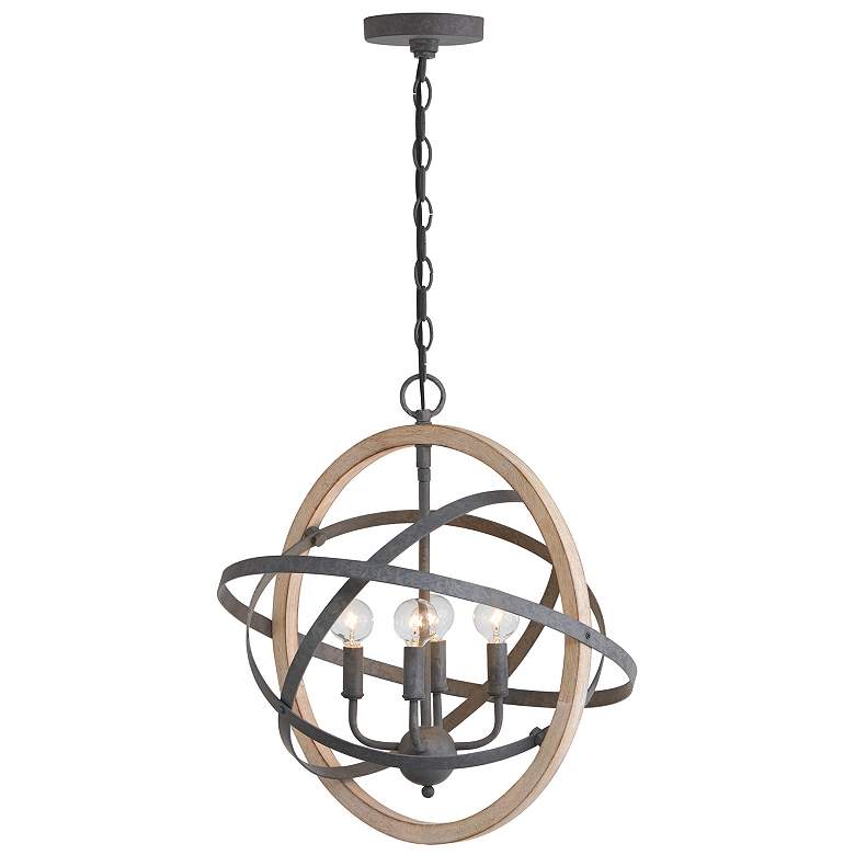 Image 3 Capital Lighting Bluffton 4 Light Pendant Iron and Wood more views