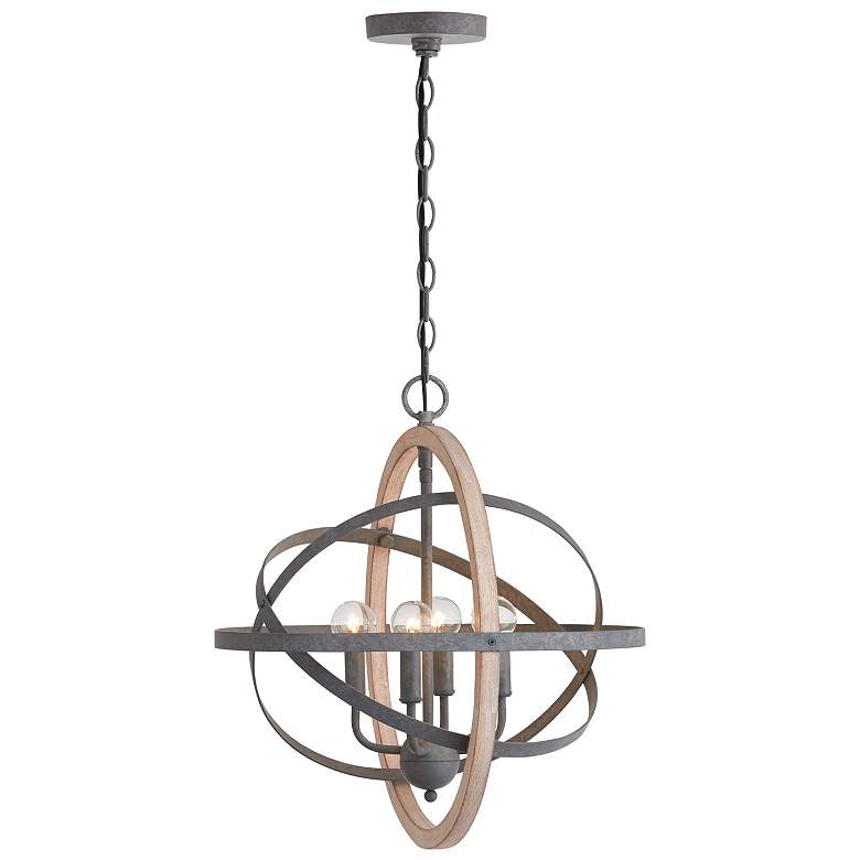 Image 4 Capital Lighting Bluffton 4 Light Pendant Iron and Wood more views