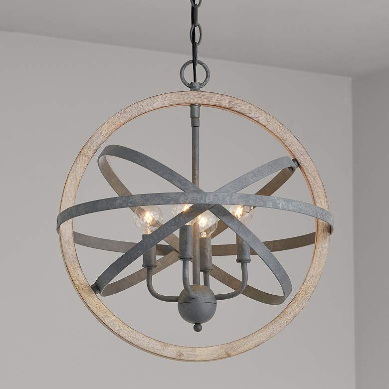 Image 5 Capital Lighting Bluffton 4 Light Pendant Iron and Wood more views