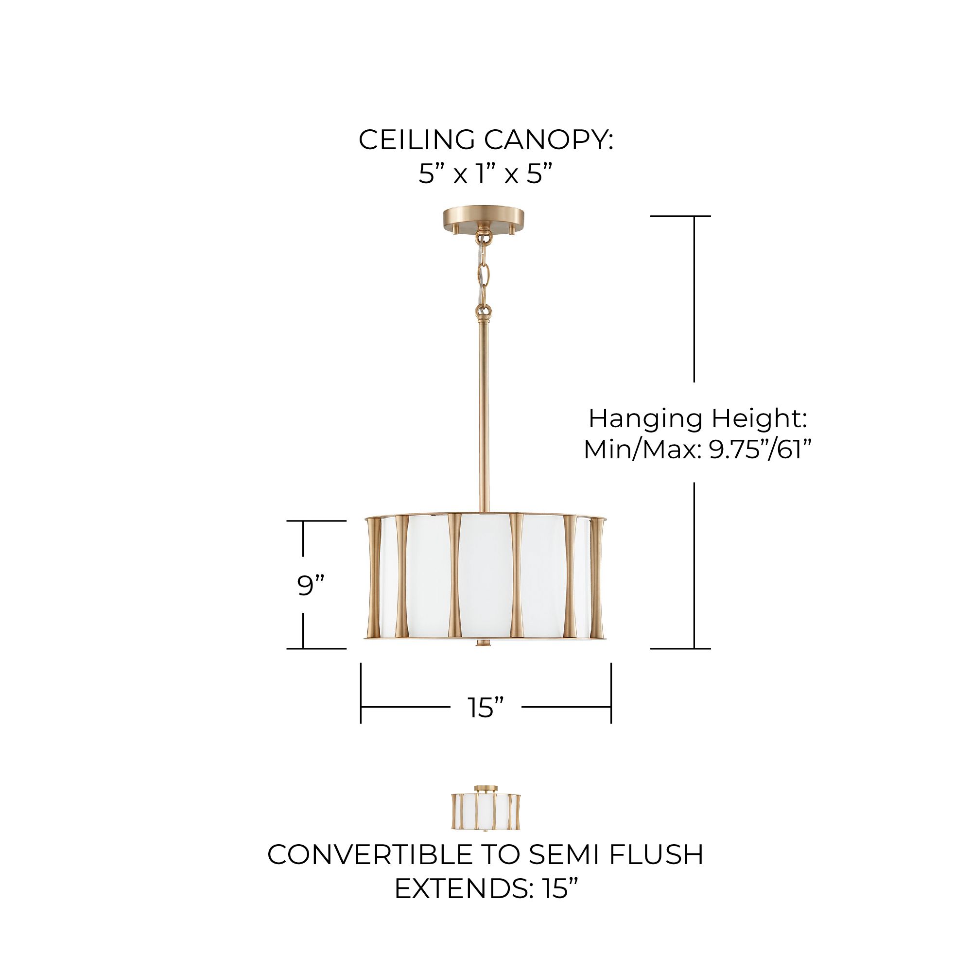 Image 7 Capital Lighting Bodie 3 Light Semi Flush 15" Matte Brass more views