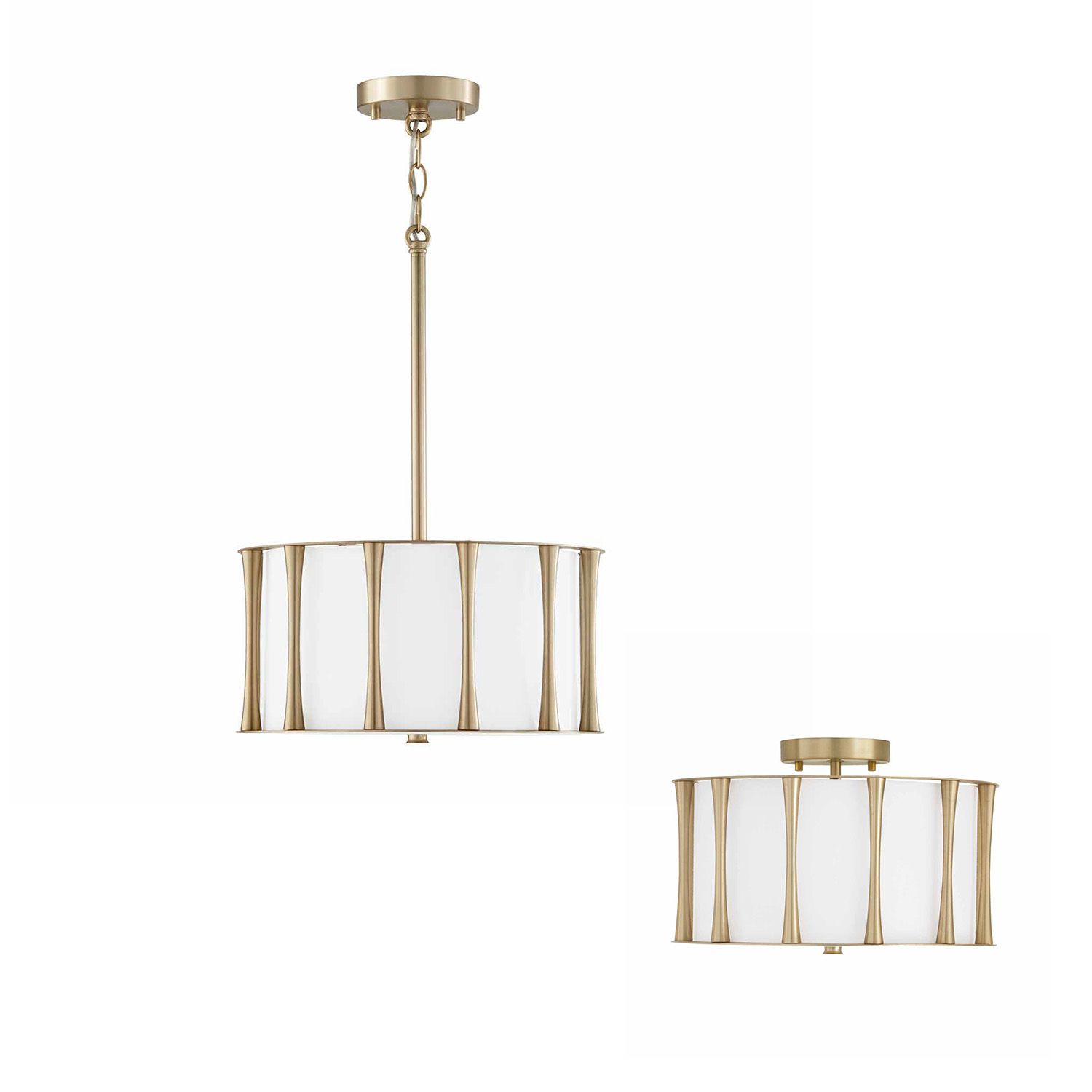 Image 6 Capital Lighting Bodie 3 Light Semi Flush 15" Matte Brass more views