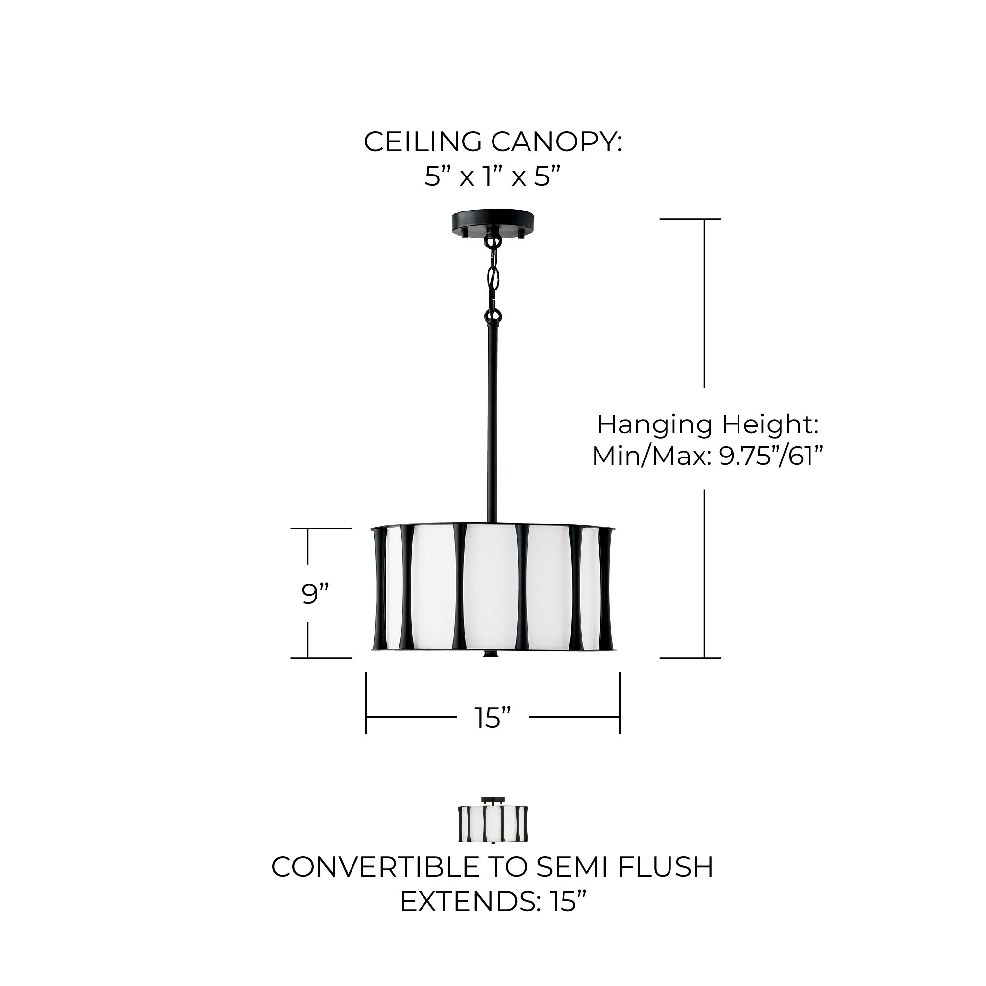Image 7 Capital Lighting Bodie 3 Light Semi-Flush Matte Black more views