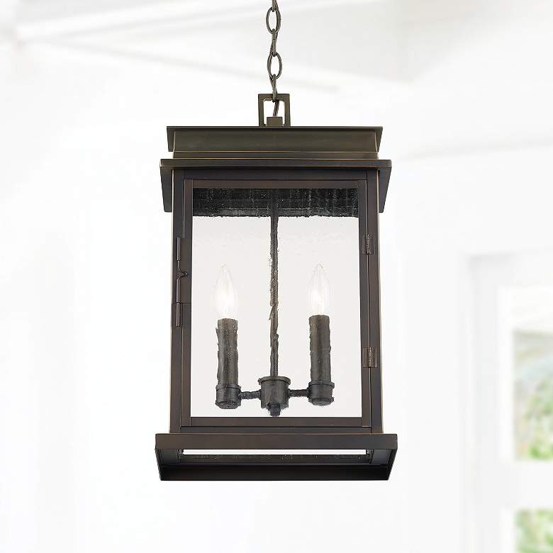 Image 1 Capital Lighting Bolton 2 Light Outdoor Hanging Lantern Oiled Bronze