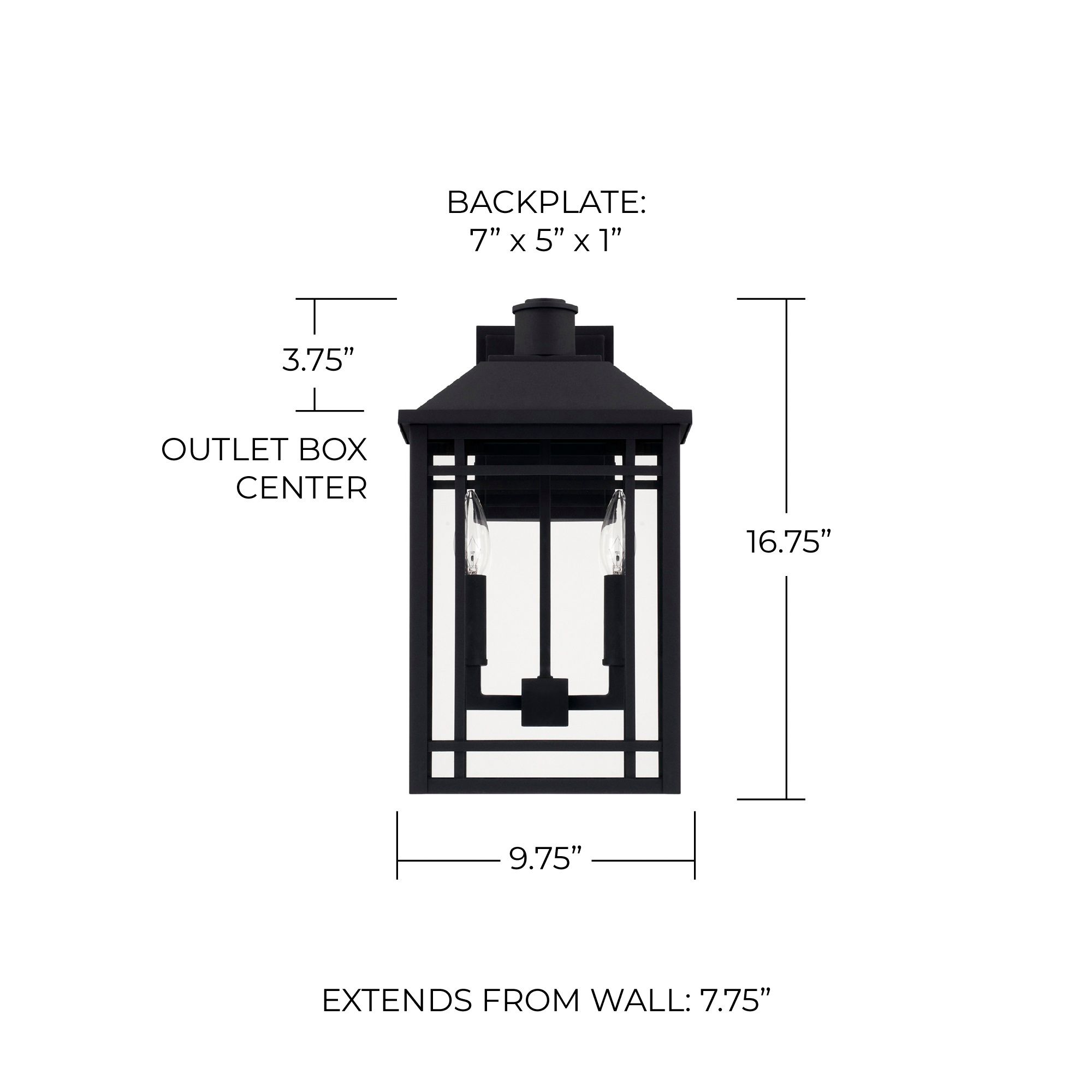 Image 2 Capital Lighting Braden 2 Light Outdoor Wall-Lantern Black more views