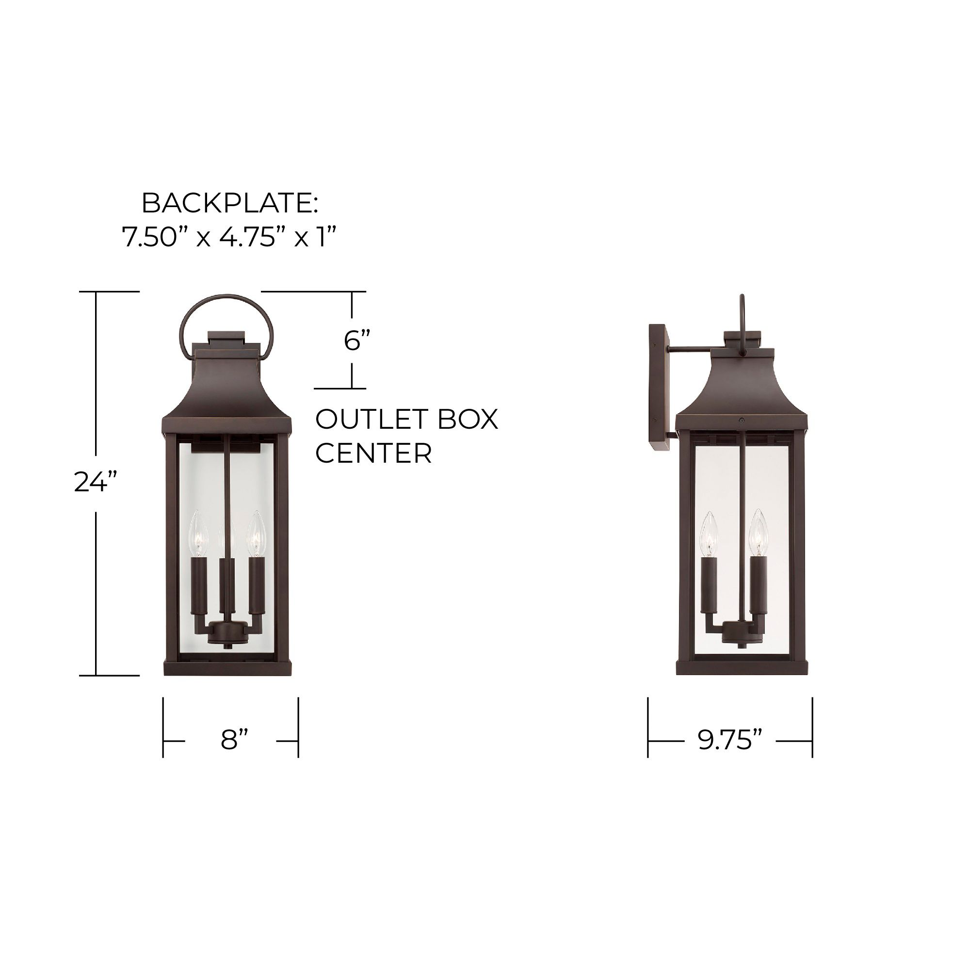 Image 6 Capital Lighting Bradford 24" High 3-Light Bronze Outdoor Wall Lantern more views