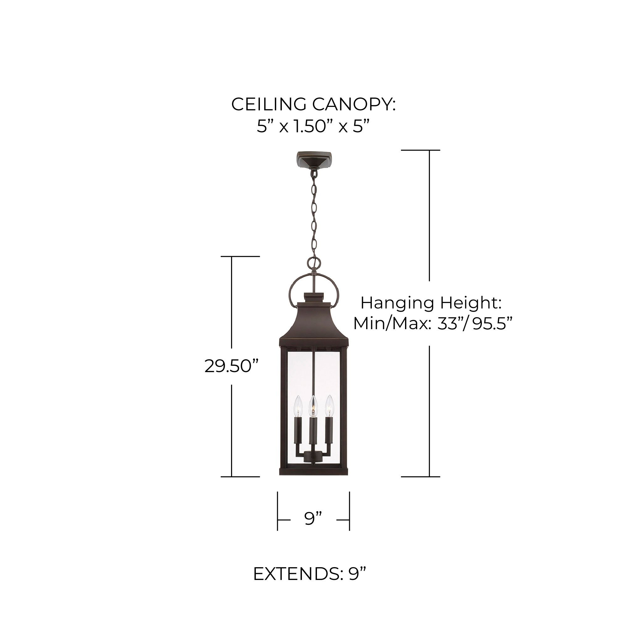 Capital Lighting Bradford 4 Light Outdoor Hanging lantern 9" Oiled Bronze