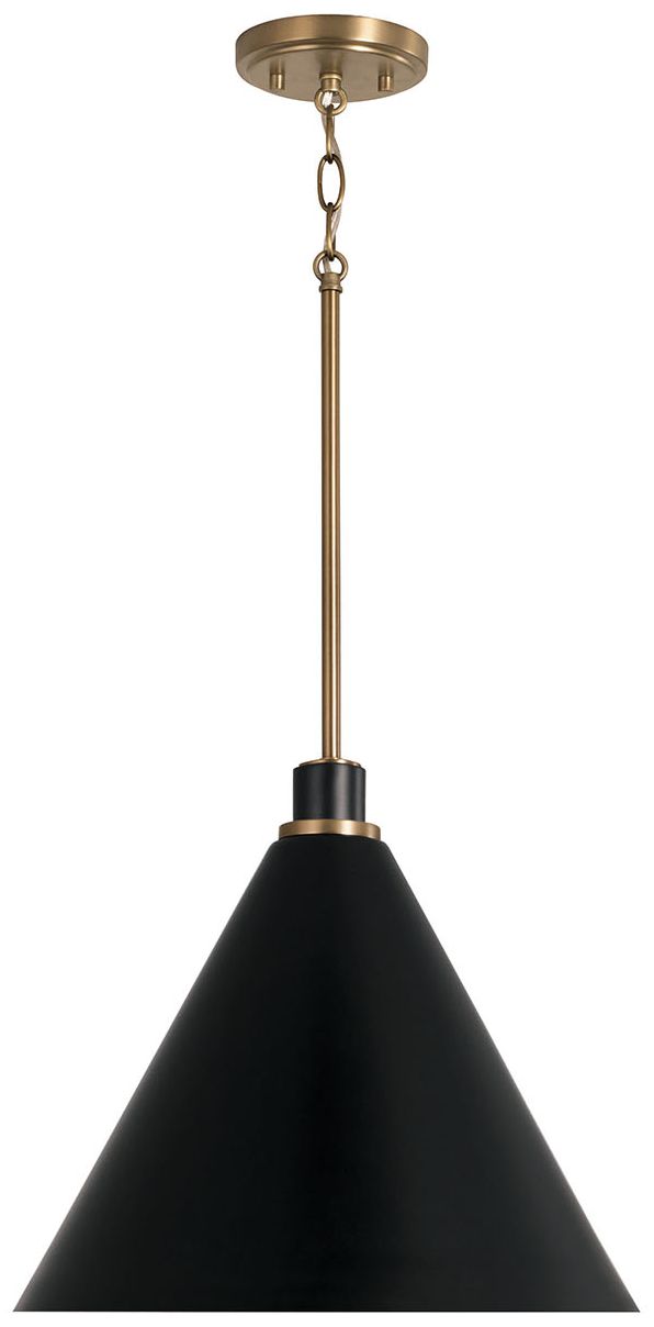 Capital Lighting Bradley 1 Light Pendant 15" Aged Brass and Black