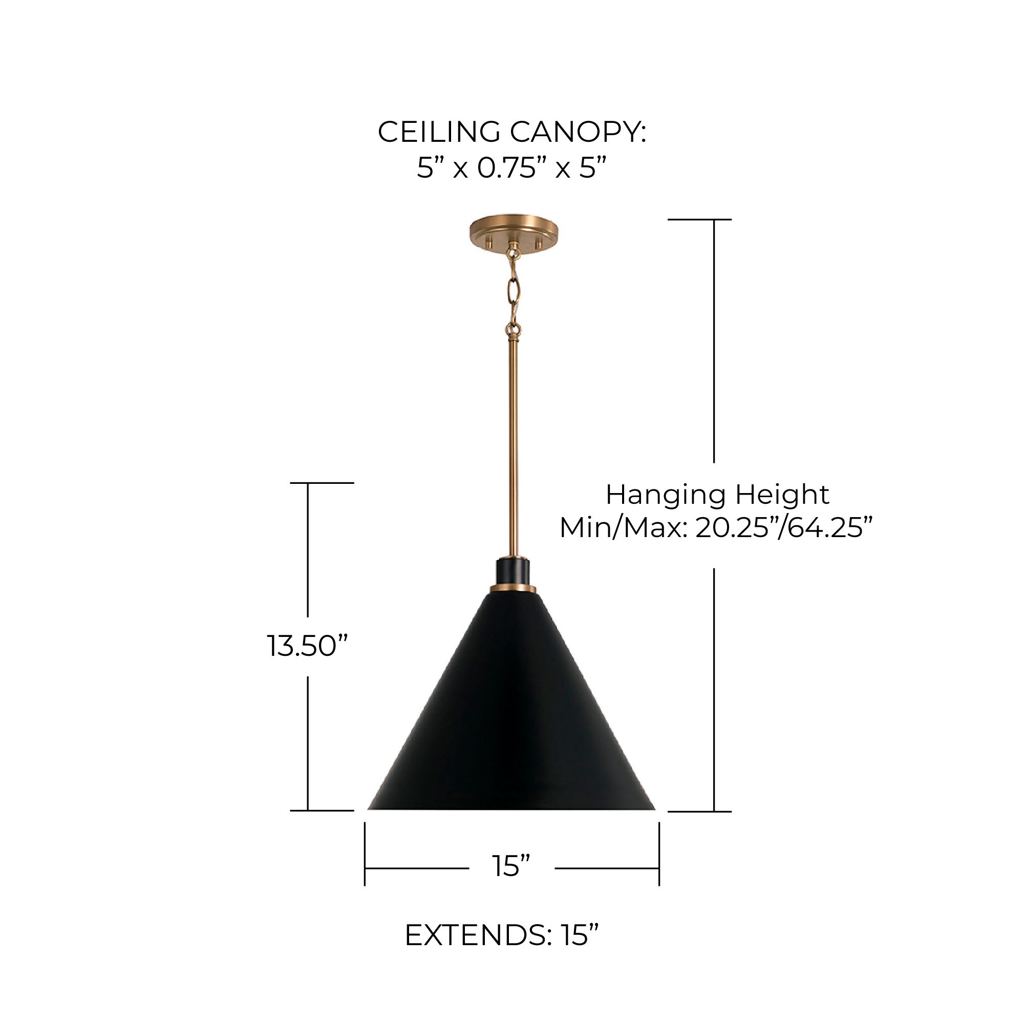 Image 7 Capital Lighting Bradley 1 Light Pendant Aged Brass and Black more views