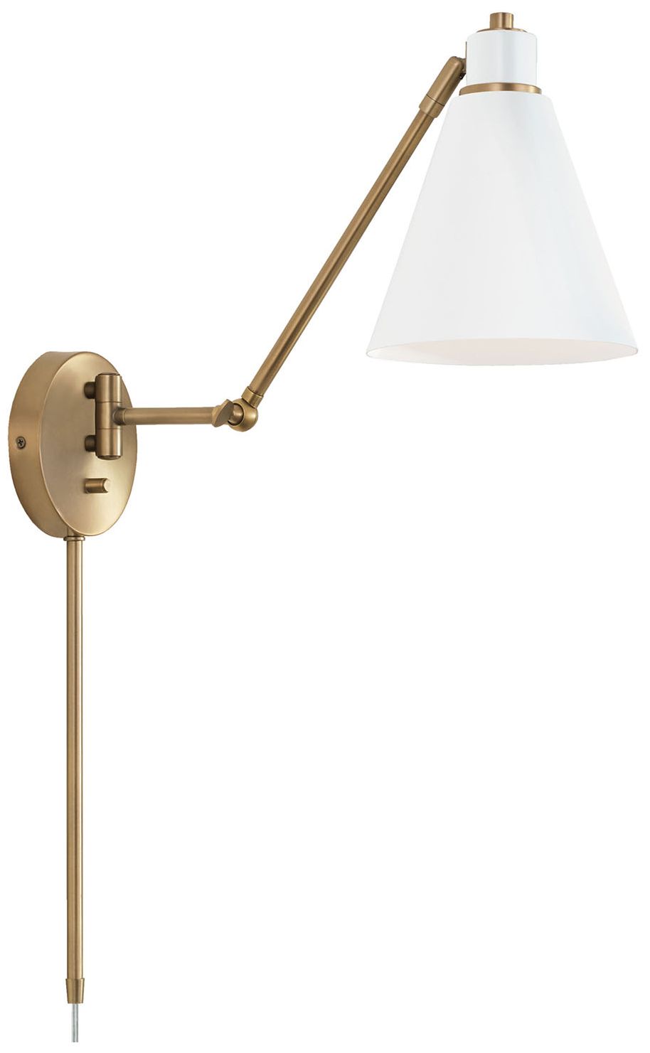 Image 2 Capital Lighting Bradley 1 Light Sconce 7" Aged Brass and White