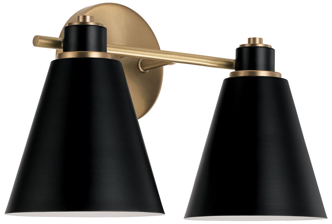 Image 2 Capital Lighting Bradley 2 Light Vanity 15" Aged Brass and Black