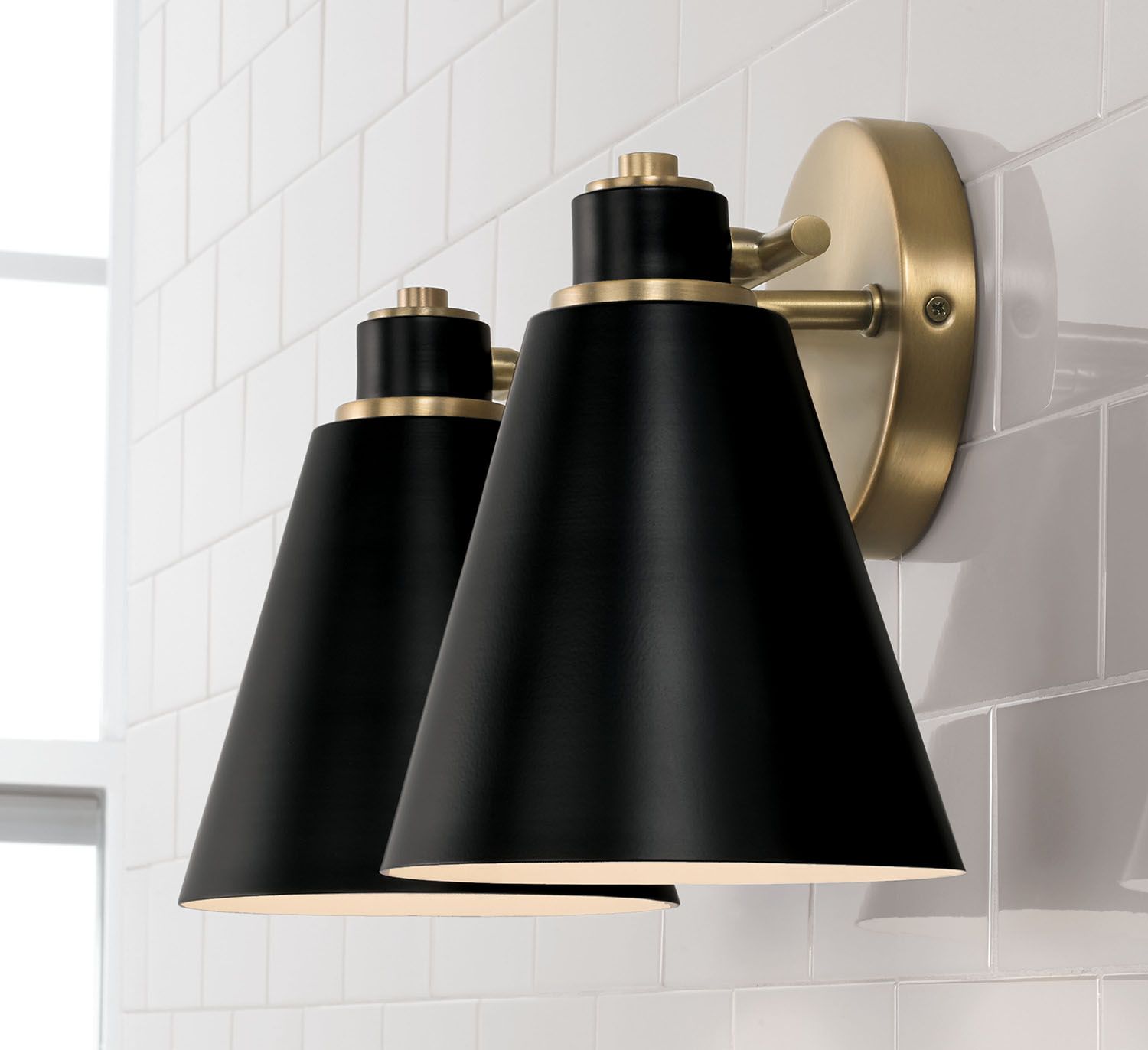 Image 3 Capital Lighting Bradley 2 Light Vanity 15" Aged Brass and Black more views