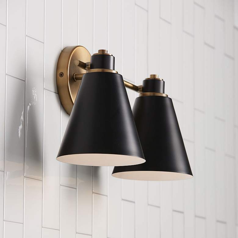 Image 1 Capital Lighting Bradley 2 Light Vanity Aged Brass and Black