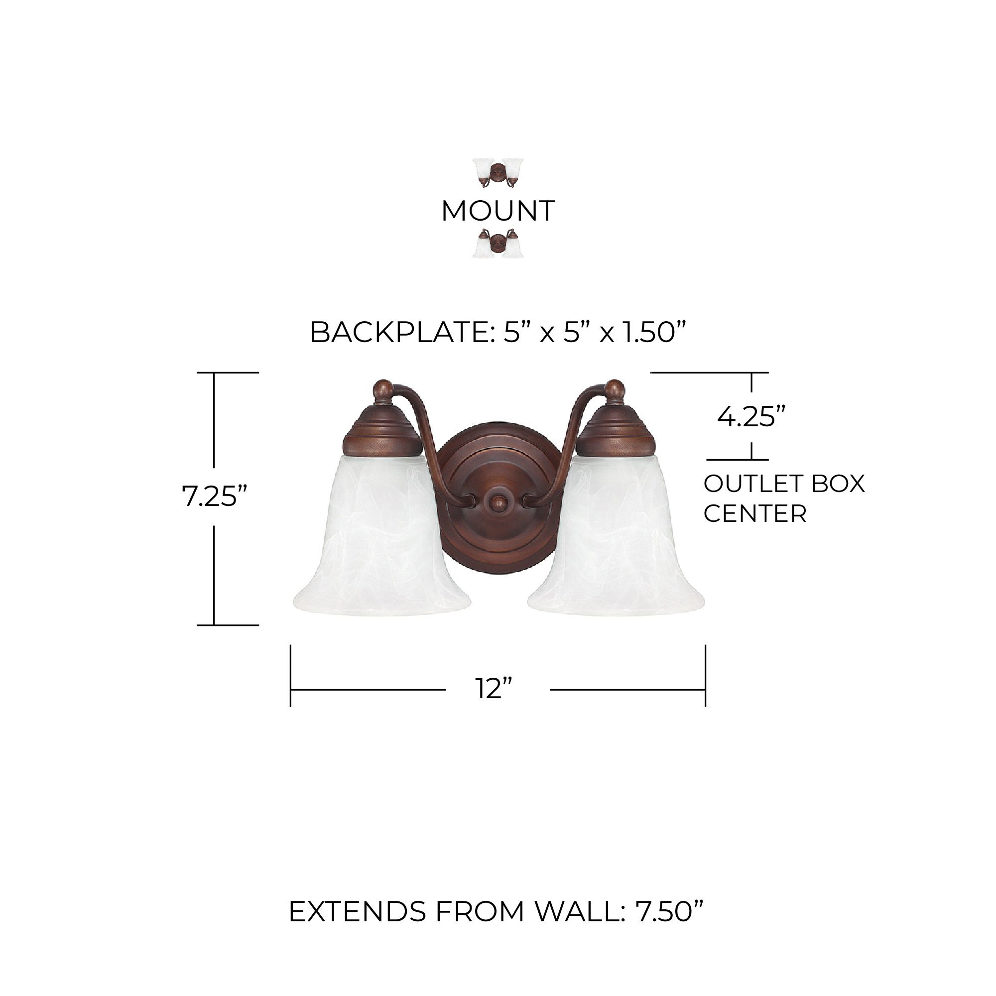 Image 2 Capital Lighting Brady 2 Light Vanity 12" Burnished Bronze more views