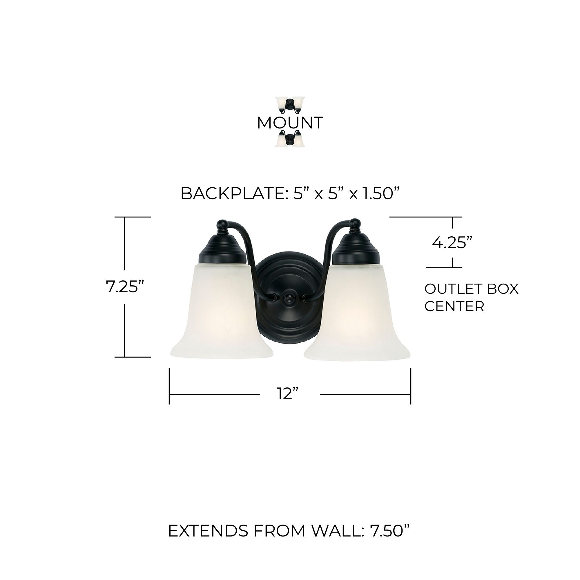 Image 4 Capital Lighting Brady 2 Light Vanity 12" Matte Black more views