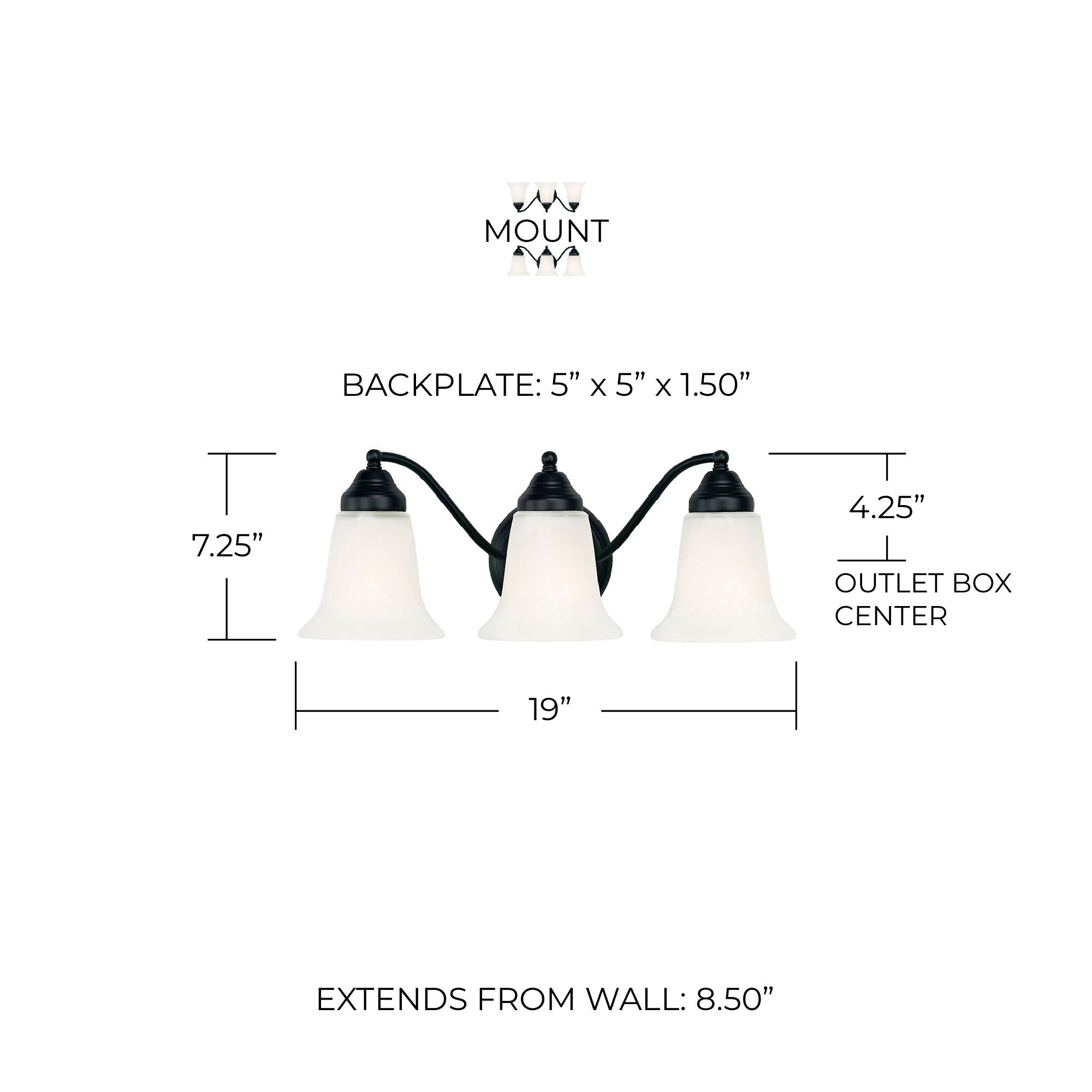 Image 5 Capital Lighting Brady 3 Light Vanity 19" Matte Black more views
